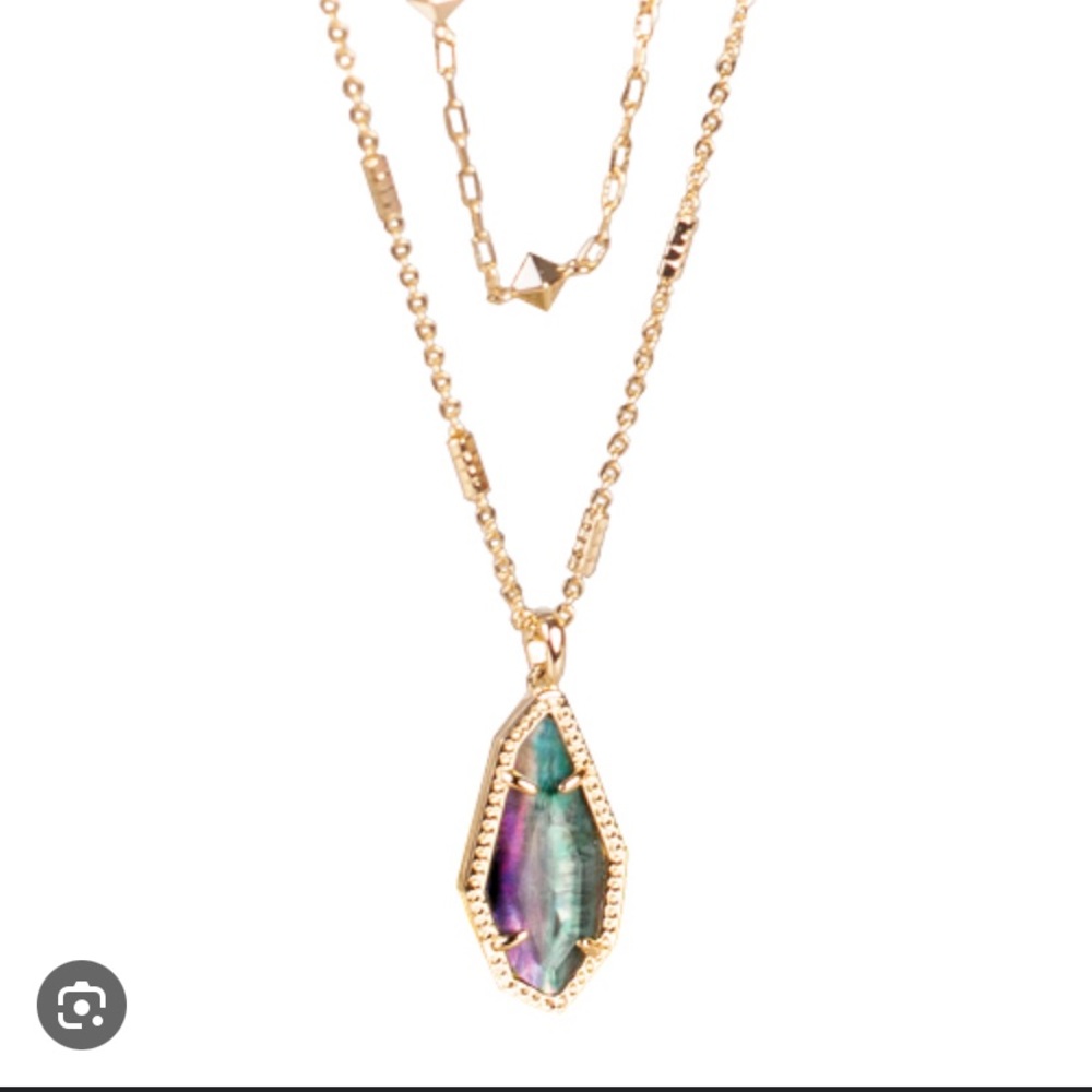 New KENDRA SCOTT ALEXANDRIA GOLD MULTI STRAND NECKLACE TEAL GREEN ILLUSION gift - Picture 3 of 5